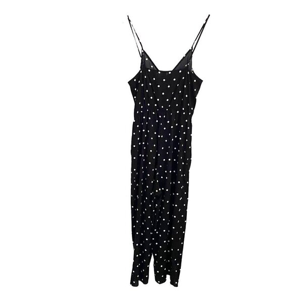 H&M Black & White Polka Dot Jumpsuit‎ Wide Leg Elastic Waist Women's Size 8 - Picture 2 of 8